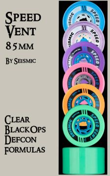 SEISMIC SPEED VENT WHEELS - 85mm - Defcon/BlackOps/Clear - Six Duros (One pair/2 wheels)