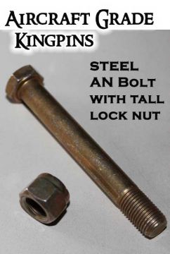 AIRCRAFT STEEL BOLT (AN6) KINGPIN & LOCK NUT - Six sizes (1 Bolt/Nut)