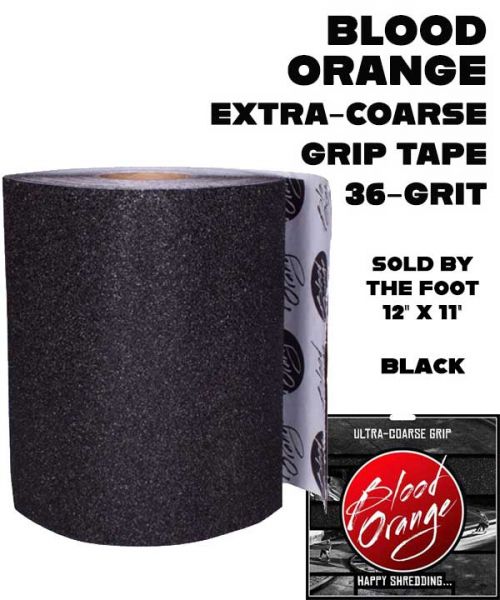 BLOOD ORANGE BLACK GRIP TAPE - EXTRA COARSE 36 GRIT (12" long increments)