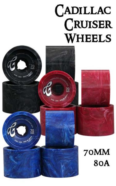 CADILLAC WHEELS - CRUISER 70MM/80A DURO - THREE COLORS (four wheels)