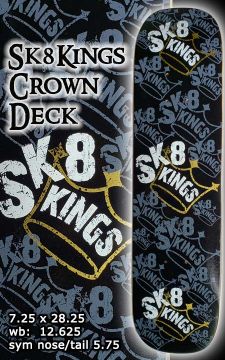 Sk8Kings Freestyle Deck - Crown Logo Mini-Street - 7.25 x 28.25