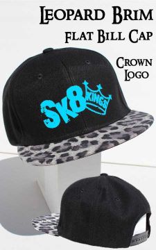 Sk8Kings Hat - Leopard Brim Baseball Cap - Crown Logo