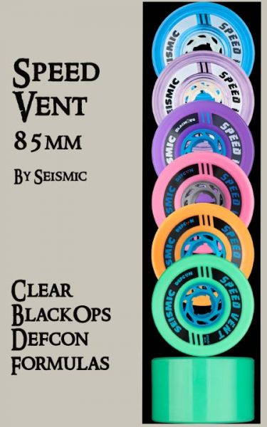 SEISMIC SPEED VENT WHEELS - 85mm - Defcon/BlackOps/Clear - Six Duros (One pair/2 wheels)