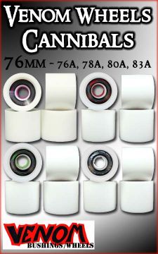 VENOM WHEELS - CANNIBALS 76MM - THREE DUROS (four wheels)